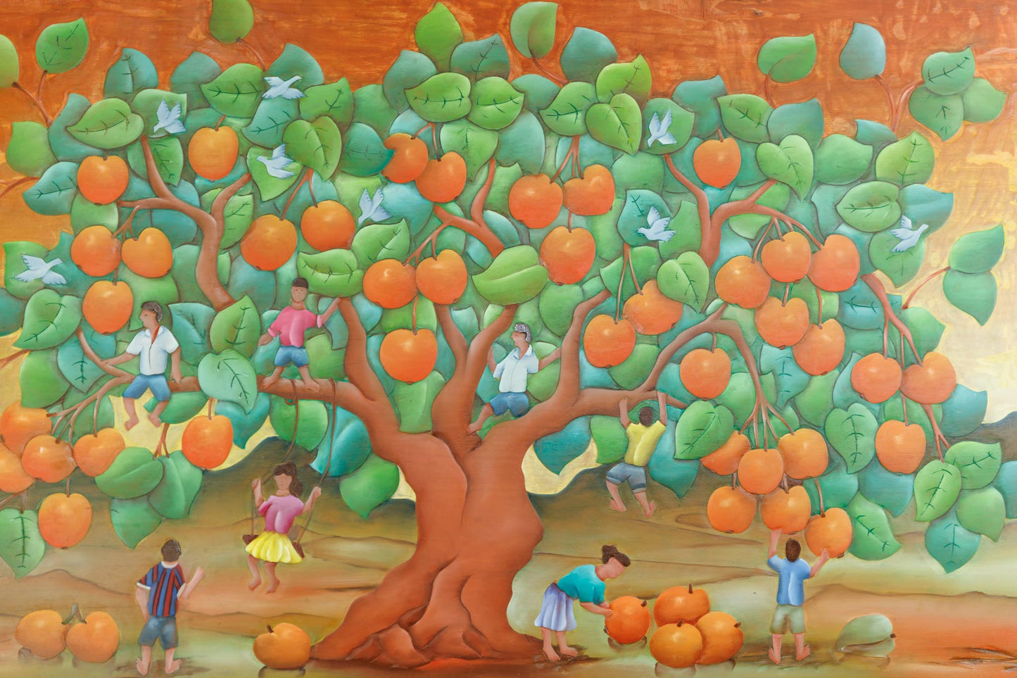 Árbol de la vida naranja - Andres Cañete ( 160 cm x 100 )